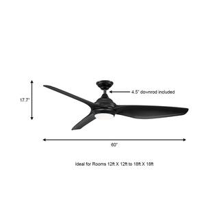 Home Decorators Collection Bachton 60 in. Integrated LED DC Motor Matte Black Ceiling Fan with Light and Remote Control YG638A-MBK