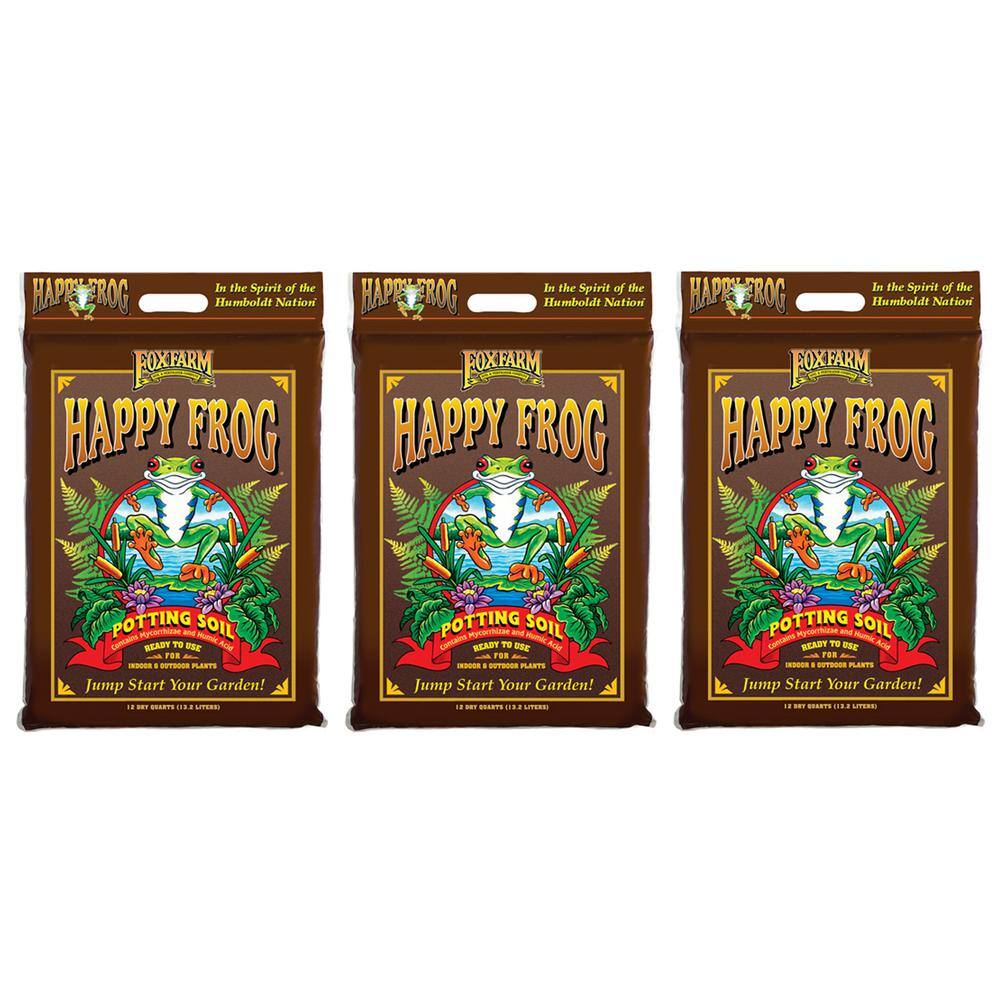 FOXFARM Happy Frog Nutrient Rapid Growth Garden Potting Soil 12 quart (3 Pack) 3 x FX14054