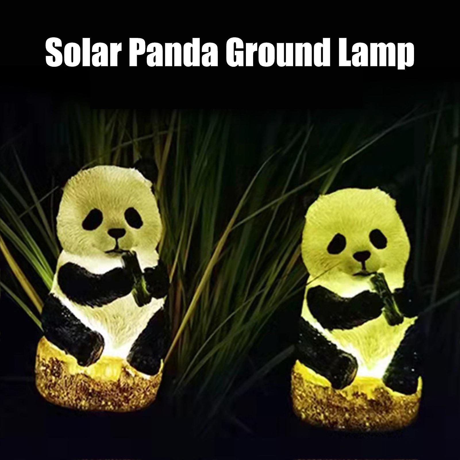 Solar Resin Panda Ground Lamp Warm Yellow Light Outdoor Waterproof Landscape Lamp Garden Park Ground Plug Lamp No.249435