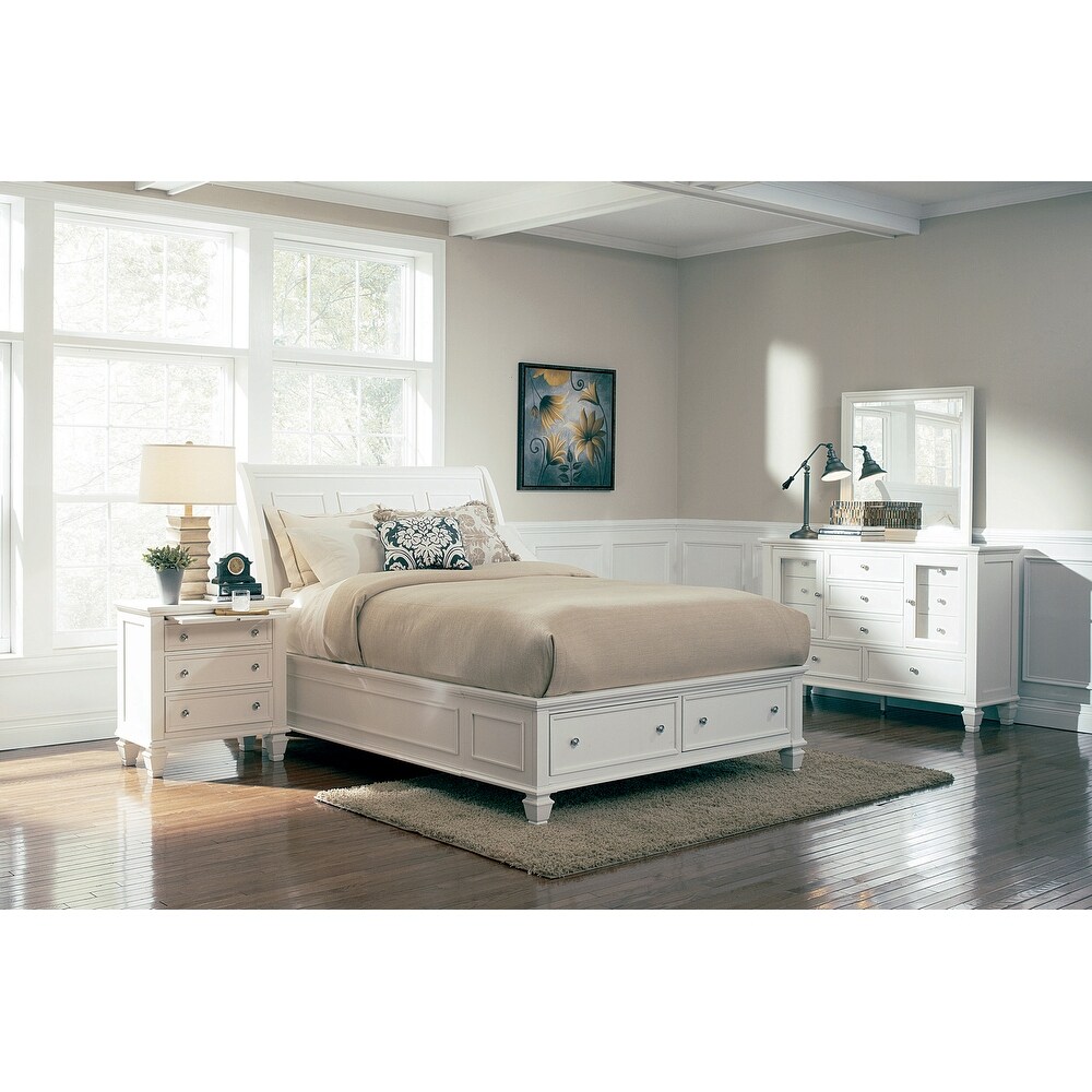 Fresnes White 2 piece Platform Queen Bedroom Set with Nightstand