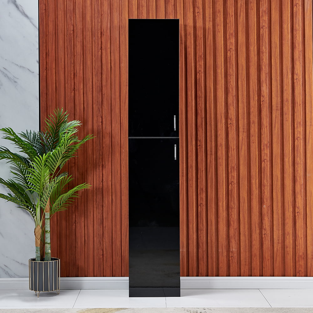 Tall Black Cabinet Tall Storage Cabinet with Door Black Bathroom Tower Compact Free Standing Contemporary