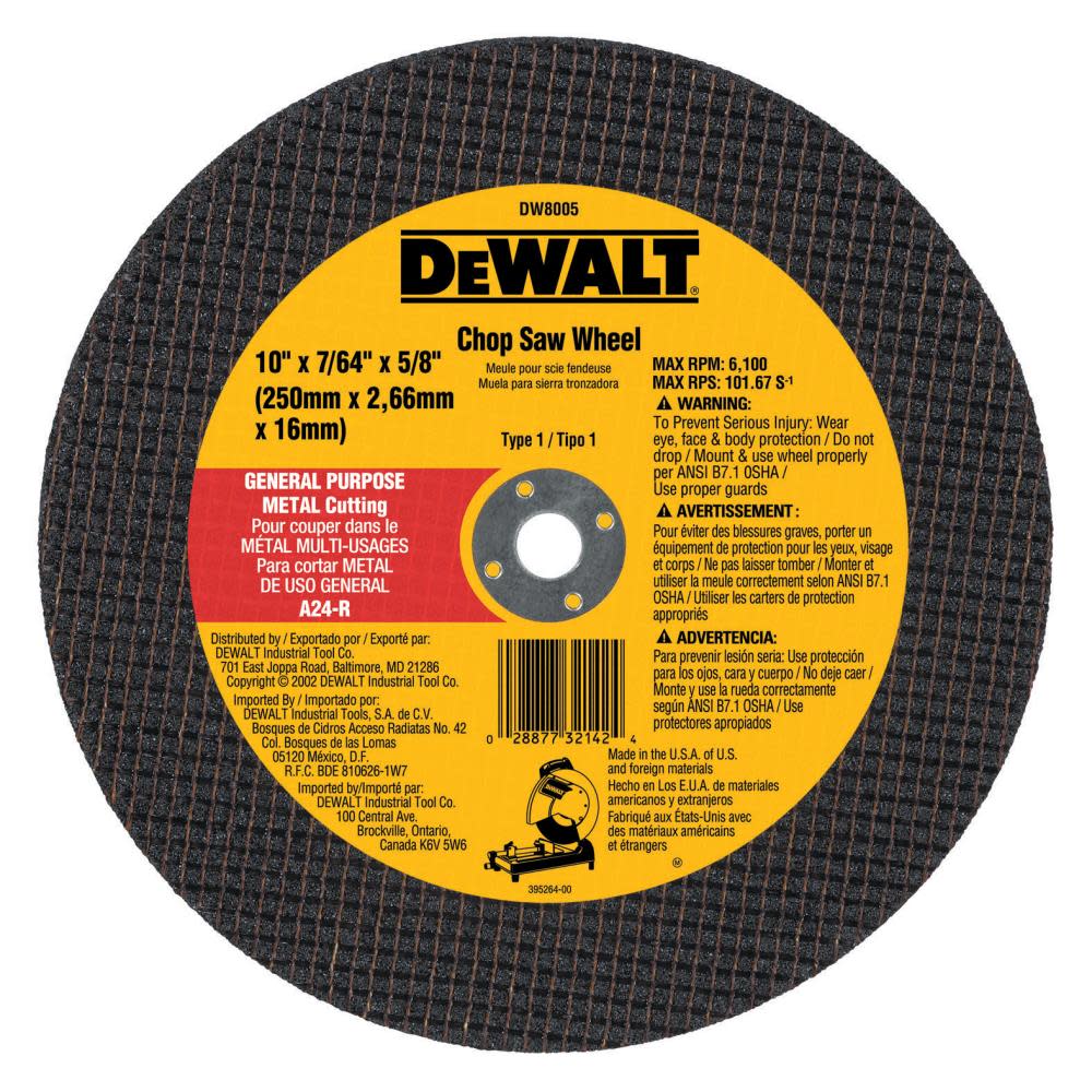 DEWALT TYPE 1 CHOP SAW WHEELS (DW8005) DW8005 from DEWALT