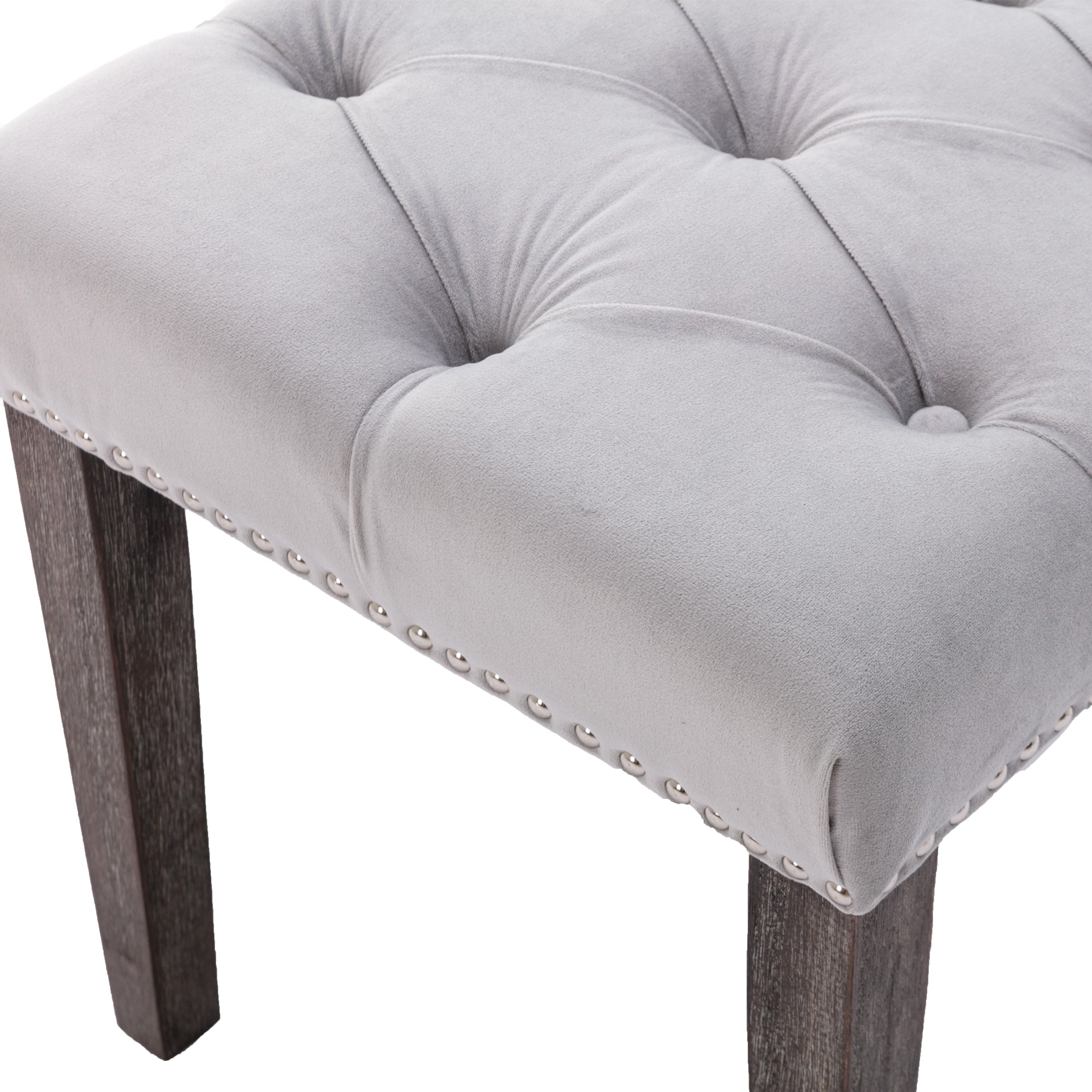 Electronn Heng Ming Upholstered Tufted Bench , Dining Bench Bedroom Bench  Footrest Stool Accent Bench for Entryway Dining Room Living Room, Light gray