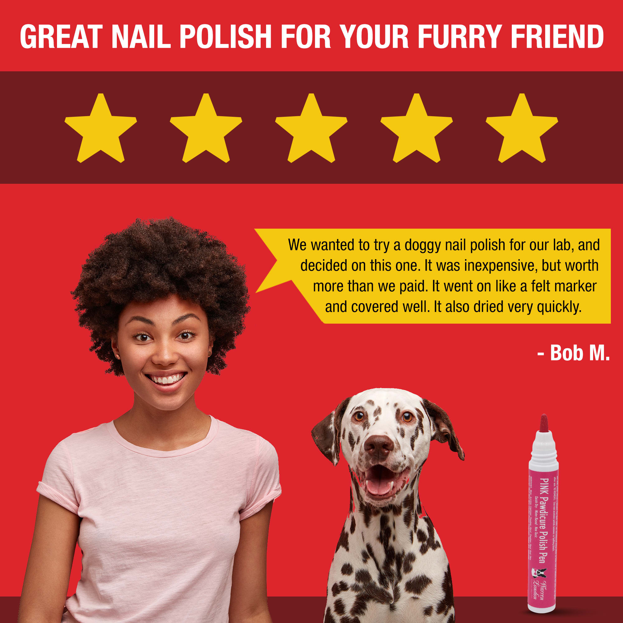 Warren London Pawdicure Neon Pink Nail Polish Pen for Dogs， .01 fl. oz.