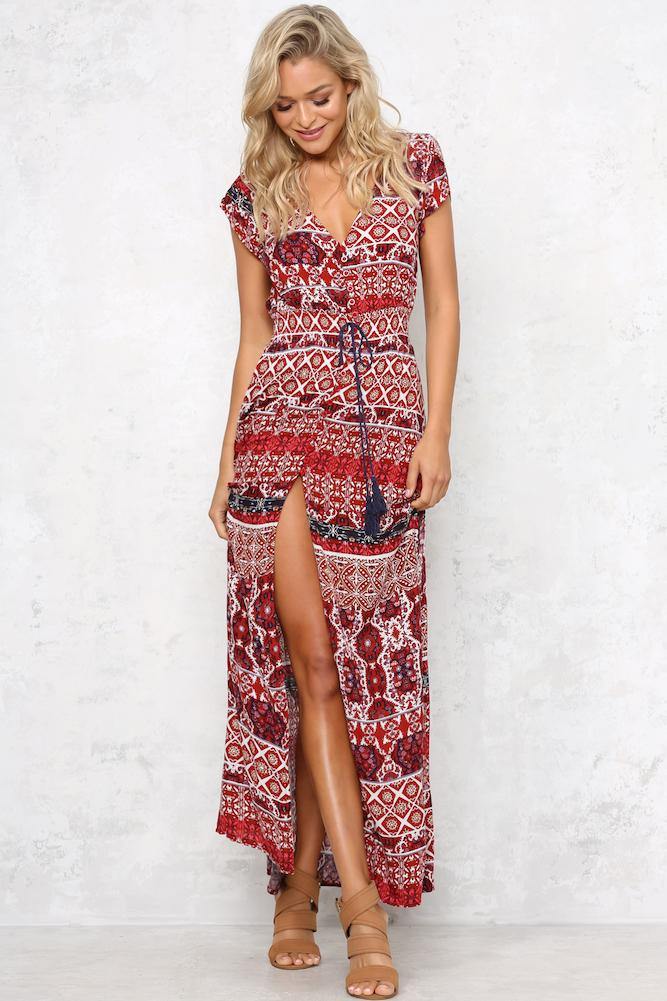 Lands Of Bohemia Maxi Dress Wine