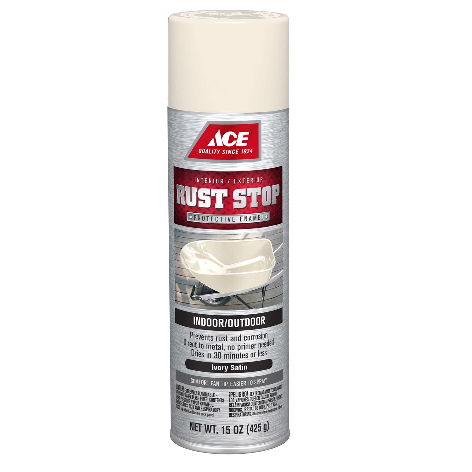 Ace Rust Stop Satin Ivory Protective Enamel Spray Paint 15 oz