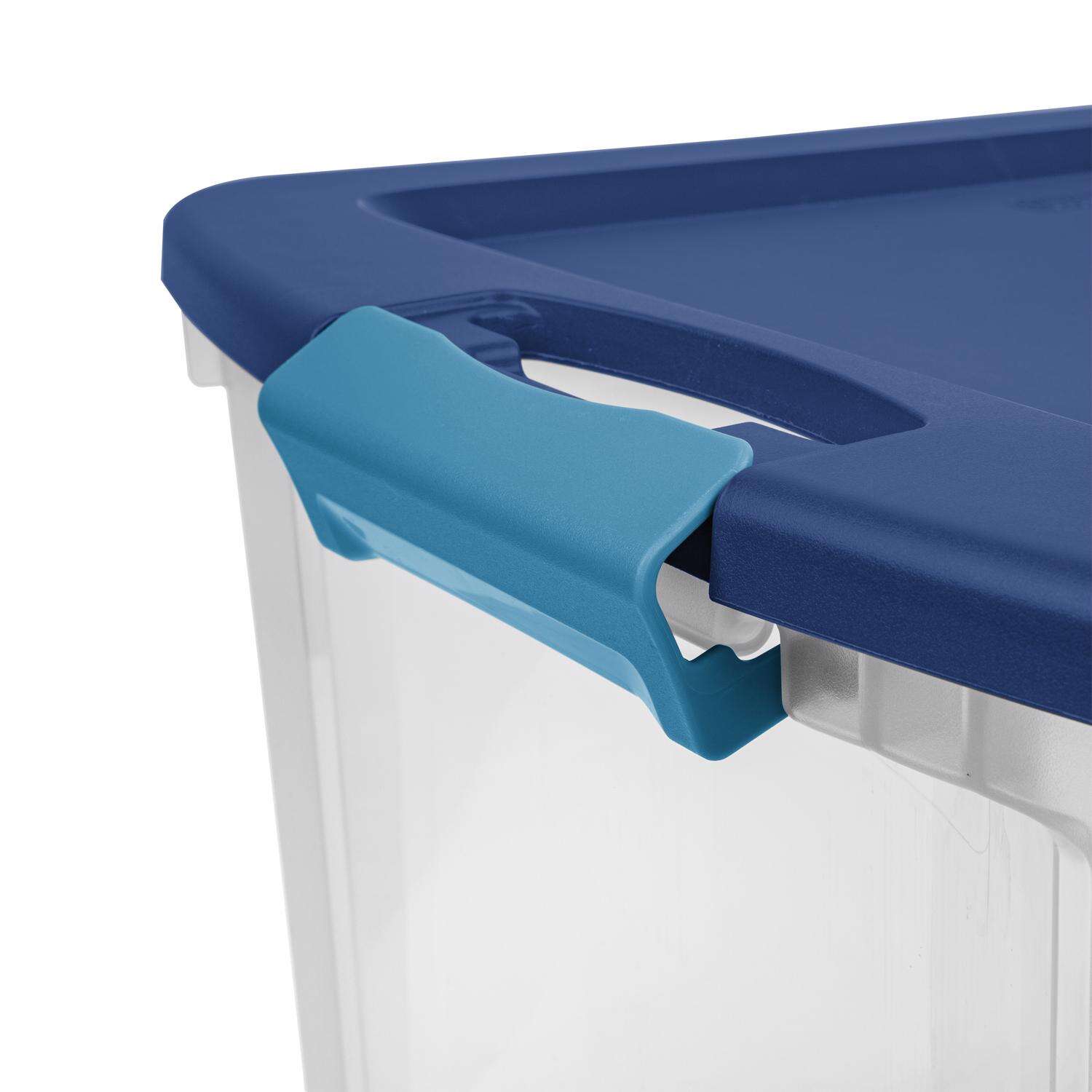 Sterilite 26 gal Blue/Clear Latch Storage Box 20-1/8 in. H X 18-5/8 in. W X 23-5/8 in. D Stackable