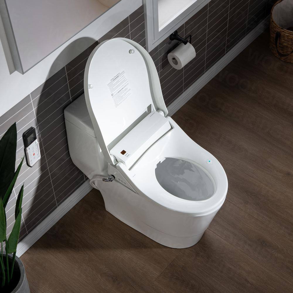 WOODBRIDGE Marsala 1-Piece 1.0 GPF1.6 GPF Dual Flush Elongated Toilet with Advance Smart Bidet Toilet in White HT0040