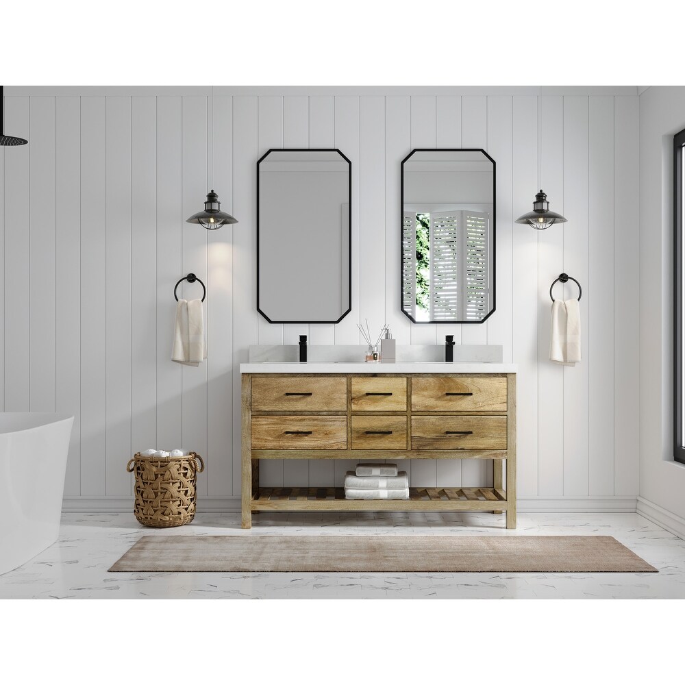 Willow Collections 60 in. W x 22 in. D Parker Mango Double Sink Bathroom Vanity with Countertop