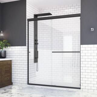 Holcam Distinctive 58 in. x 70.5 in. Frameless Sliding Shower Door in Matte Black DSE.MBL.CLR.5874.HS