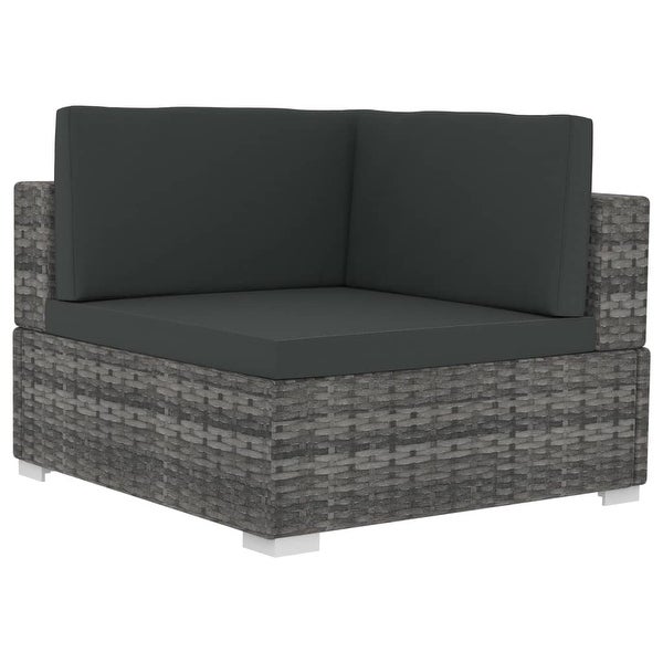 4 Piece Garden Sofa Set with Cushions Poly Rattan Gray - Overstock - 35097599