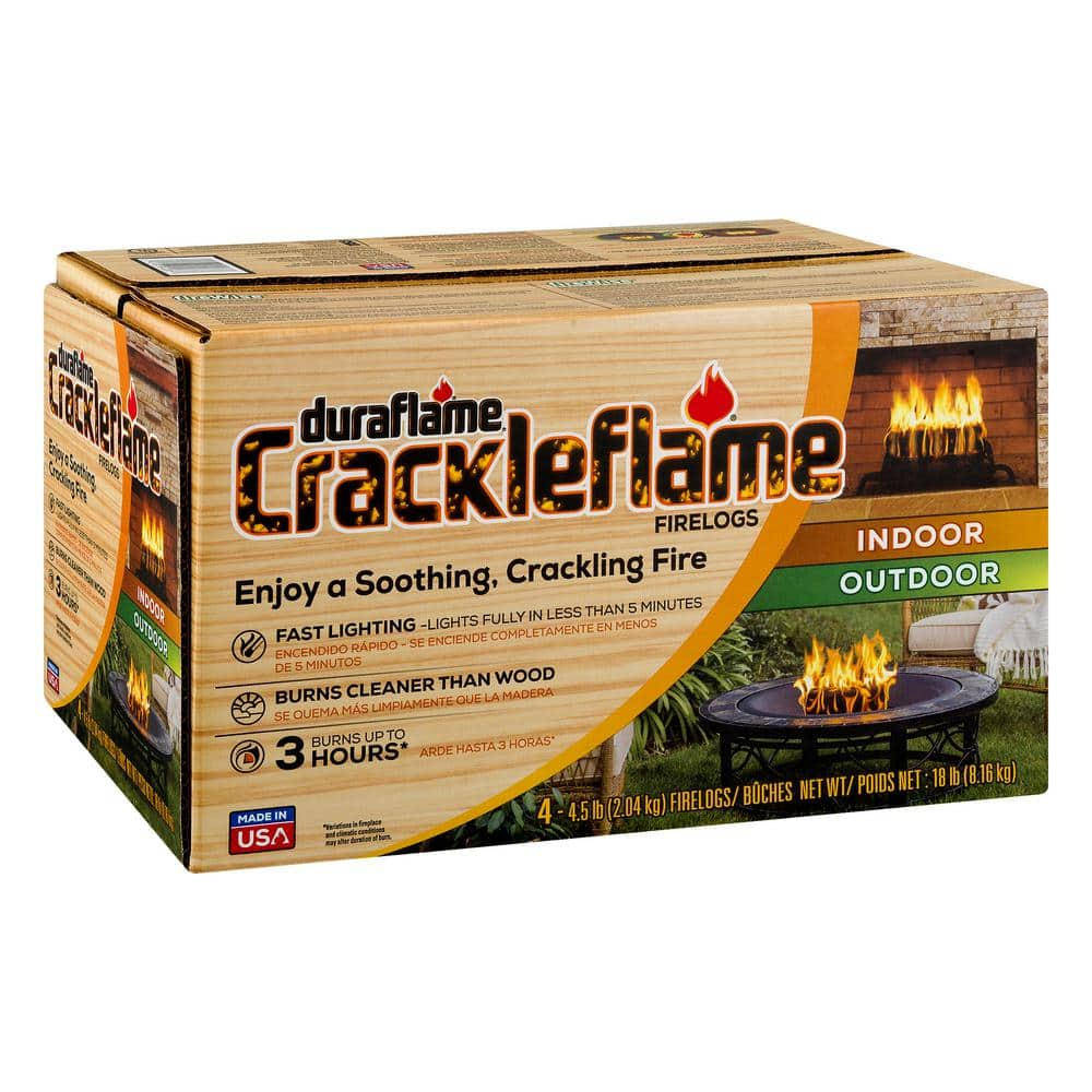 Duraflame Crackleflame 4.5 lb. Indoor/Outdoor Firelogs (4-Pack)， 3 Hour Burn 04537