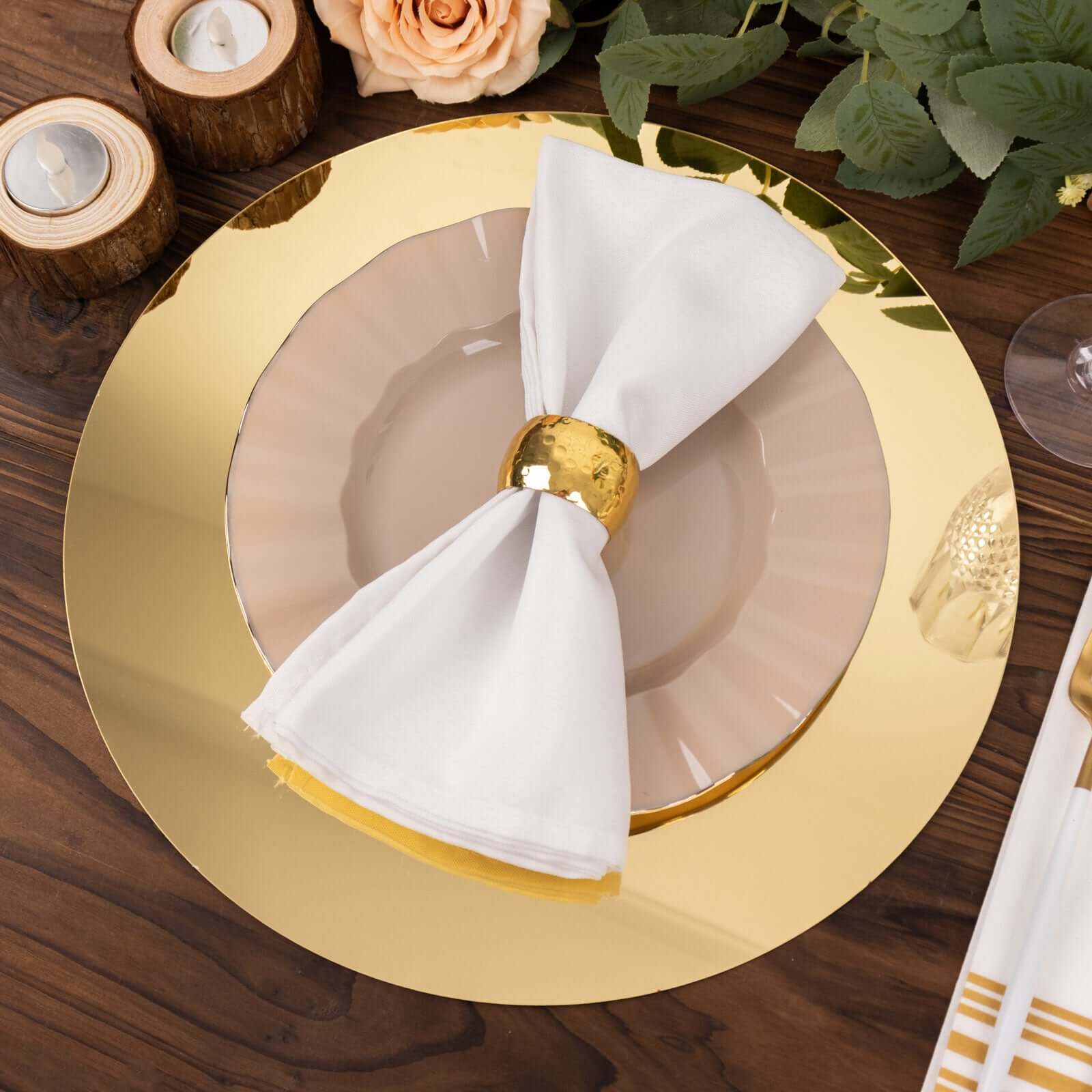 10 Pack Gold Mirror Acrylic Charger Plates For Table Setting, Lightweight Round Decorative Dining Plate Chargers 13