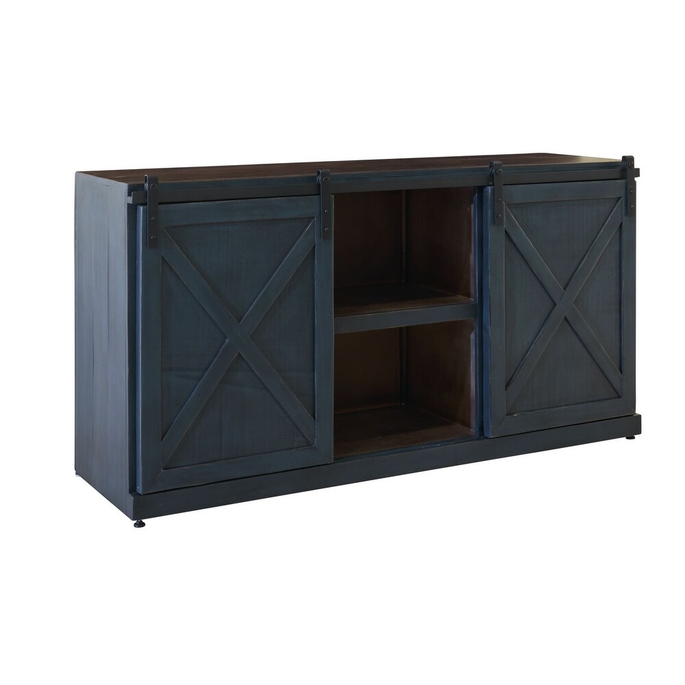 Picket House Furnishings Ballo Loft Console in Blue  10 with Brown Top