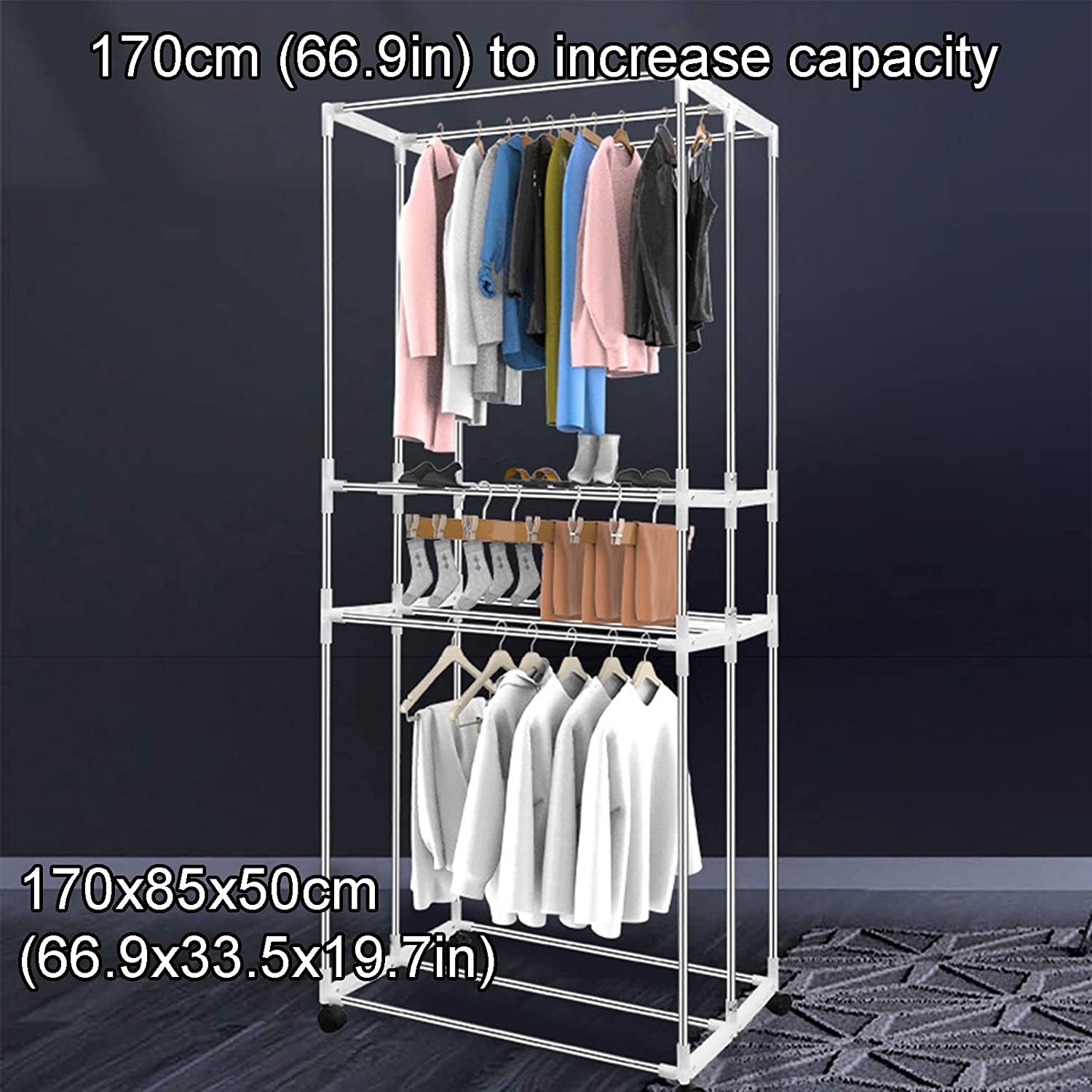 Portable General 2000W General  Two Gears Adjustable 360min Intelligent Timing Foldable 3-Tier General Clothes Drying Rack Portable General for Apartment General Saving (Anion) Digital (G