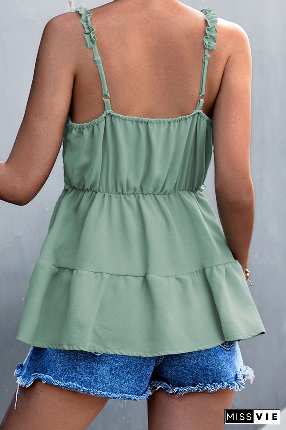 V-Neck Sling Ruffled Tank Top Wholesale