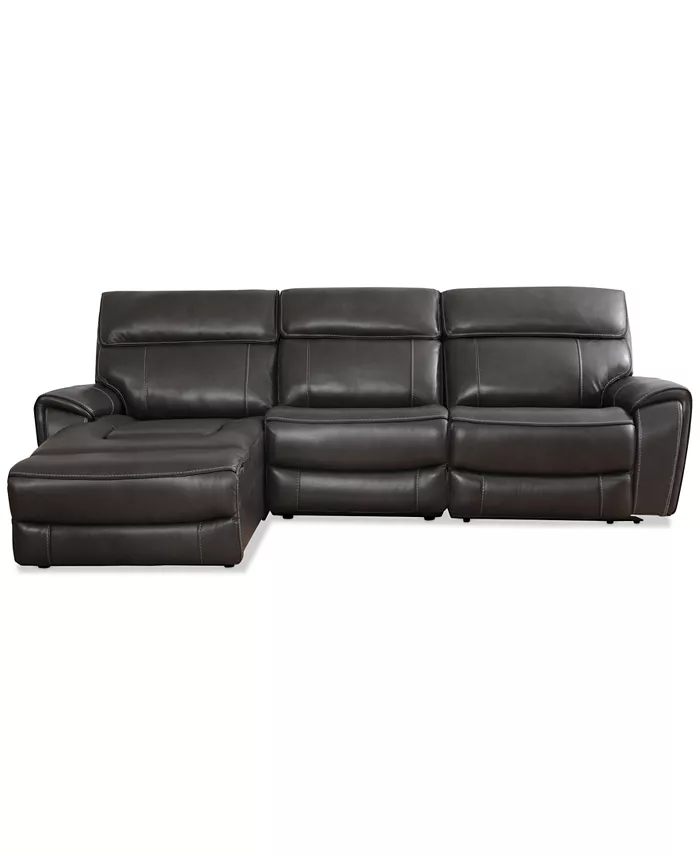 Furniture Hutchenson 114.5 3-Pc. Leather Sectional with 2 Power Recliners and Chaise