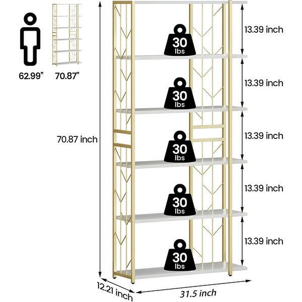 Bookshelf 6 Tier Bookcase Modern Storage Rack Shelf Tall Standing Bookshelves