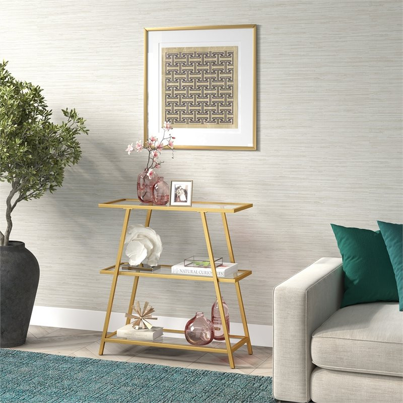 Henn ampHart 36 in. Brass Metal Bookcase   Contemporary   Bookcases   by Homesquare  Houzz