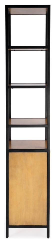 Hans Narrow Wood and Iron Open and Closed 84 quotEtagere Bookcase   Industrial   Bookcases   by HedgeApple  Houzz