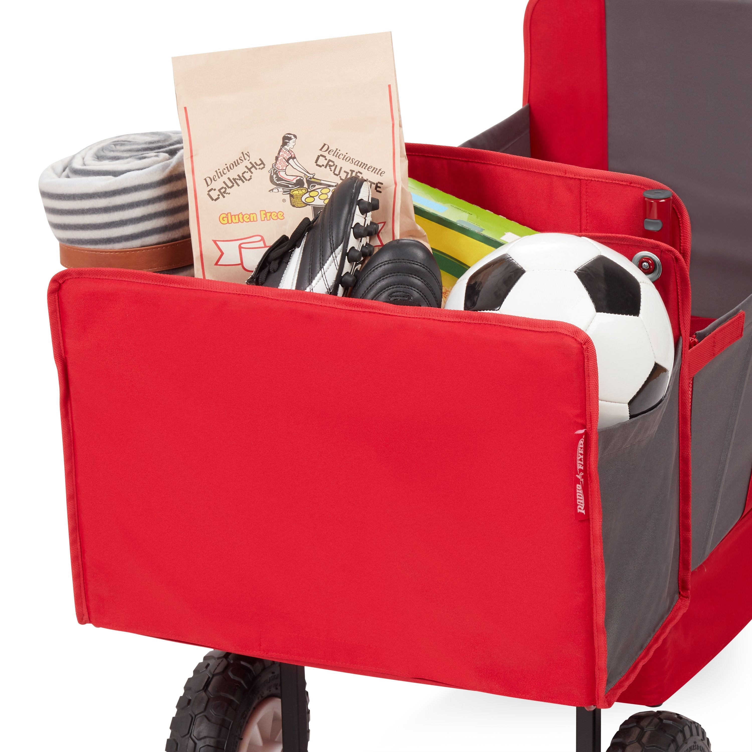 Radio Flyer, 3-in-1 All-Terrain EZ Fold Wagon with Canopy, Red and Gray, Air Tires