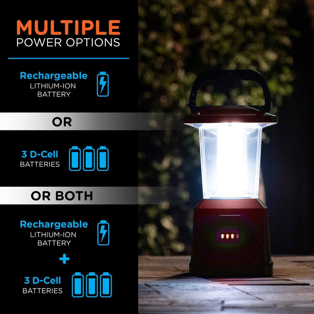 Enbrighten Dual Power Color Changing LED Rechargeable Lantern Red 52704