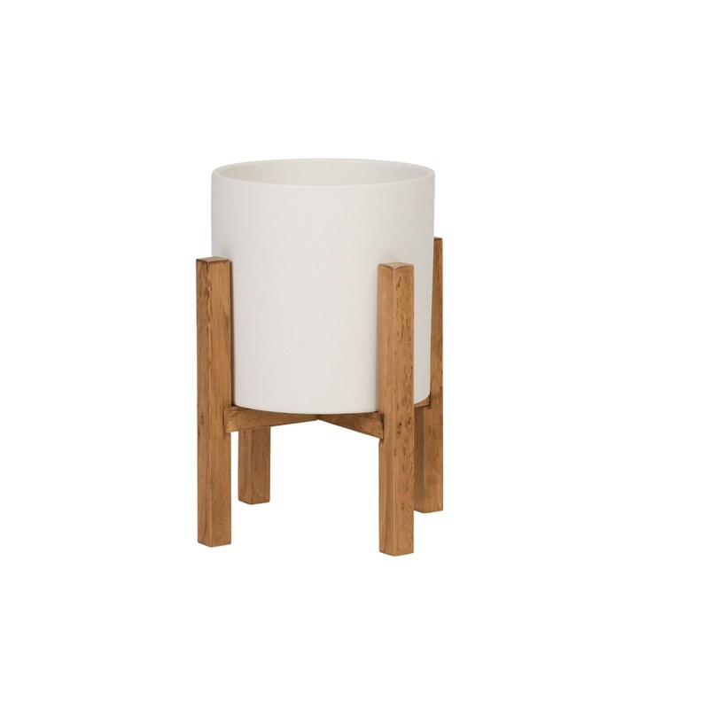 Liam Modern Ceramic Planter with Wood Legs