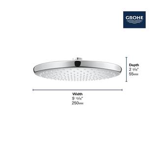 GROHE Tempesta 250 1-Spray Patterns with 1.75 GPM 10 in. H Round Wall Mount Rain Fixed Shower Head in Brushed Nickel 26715EN0