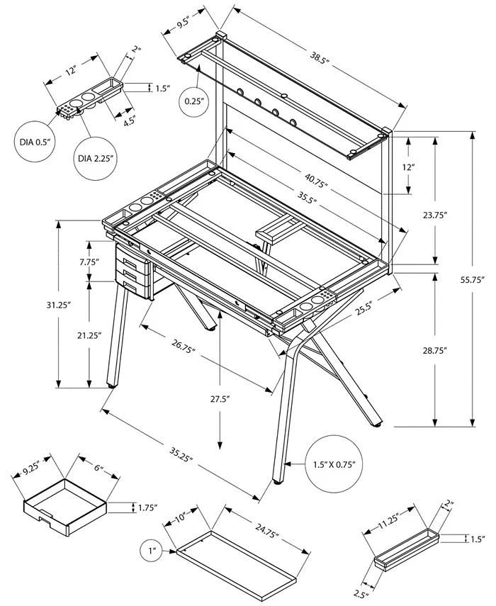 Monarch Specialties Adjustable Drafting Table