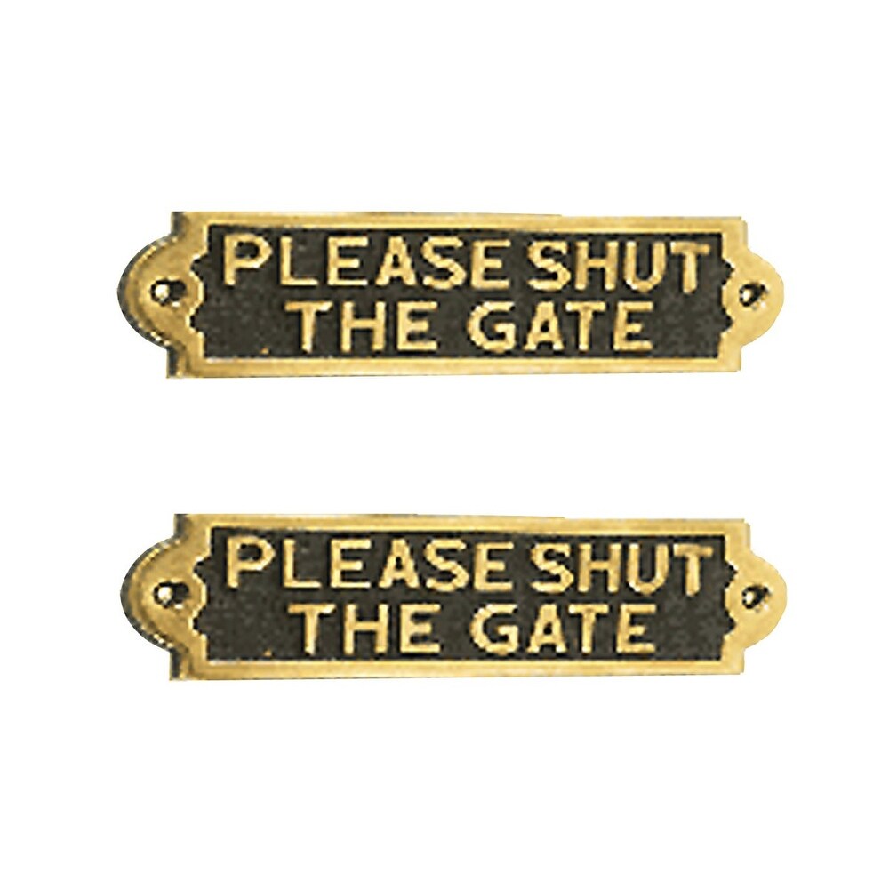 Brass Gate Sign PLEASE SHUT THE GATE Privacy Security Plaques Renovators Supply