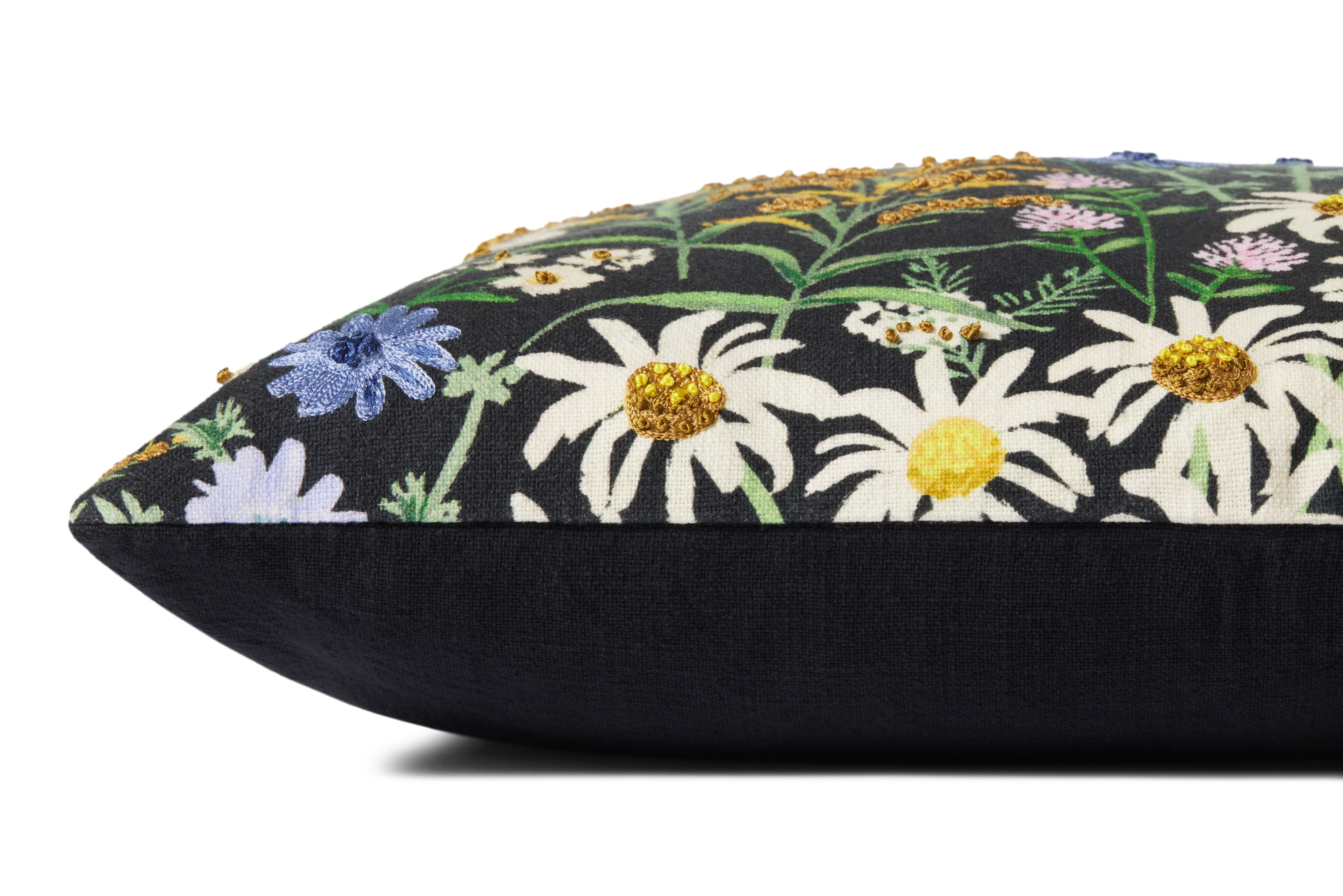 Black Wild Flower Pillow