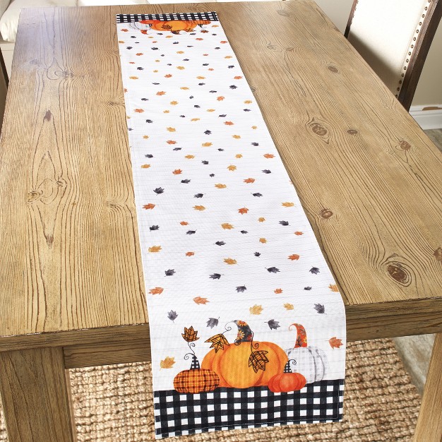 The Lakeside Collection Plaid Pumpkin Harvest Tabletop Runner Autumn Dining Room Accent