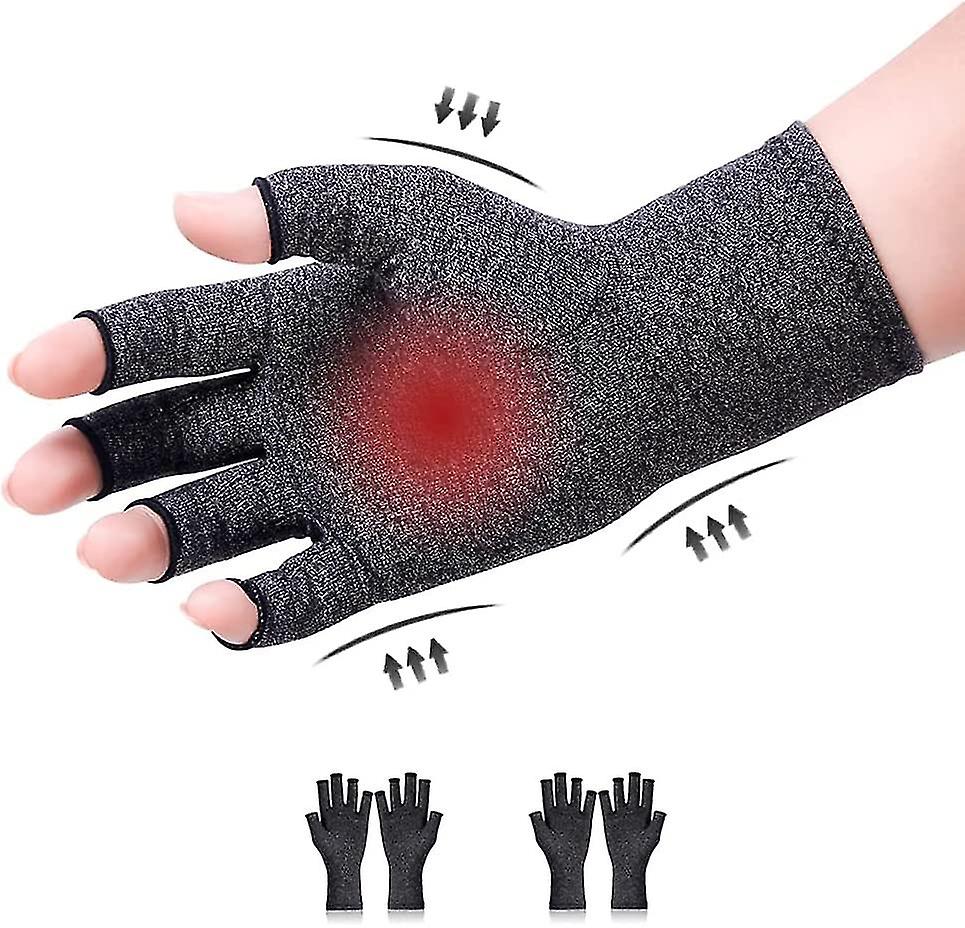 2 Pairs Arthritis Gloves Compression Gloves Fingerless Gloves For Pain Relief