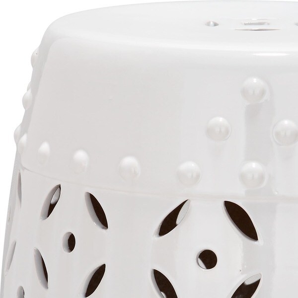 SAFAVIEH Paradise Harmony White Ceramic Decorative Garden Stool