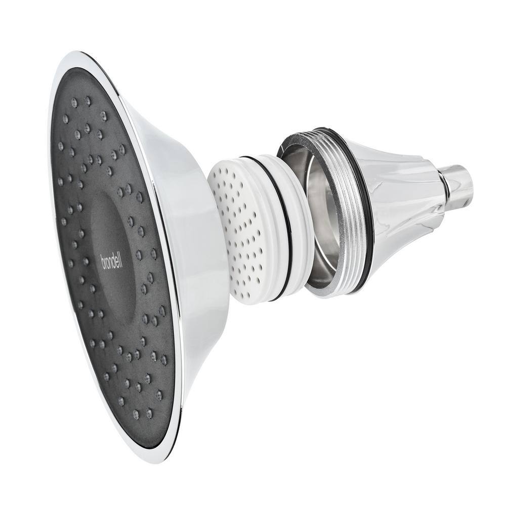 Brondell VivaSpring 1-Spray Patterns with 1.8 GPM 6.5 in. Single Wall Mount Fixed Shower Head with KDF Filter in Obsidian Face FSH25-CB