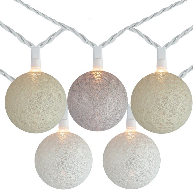 Brite Star 10 Neutral Tone Yarn Ball Patio Globe Lights 8 6 Ft White Wire