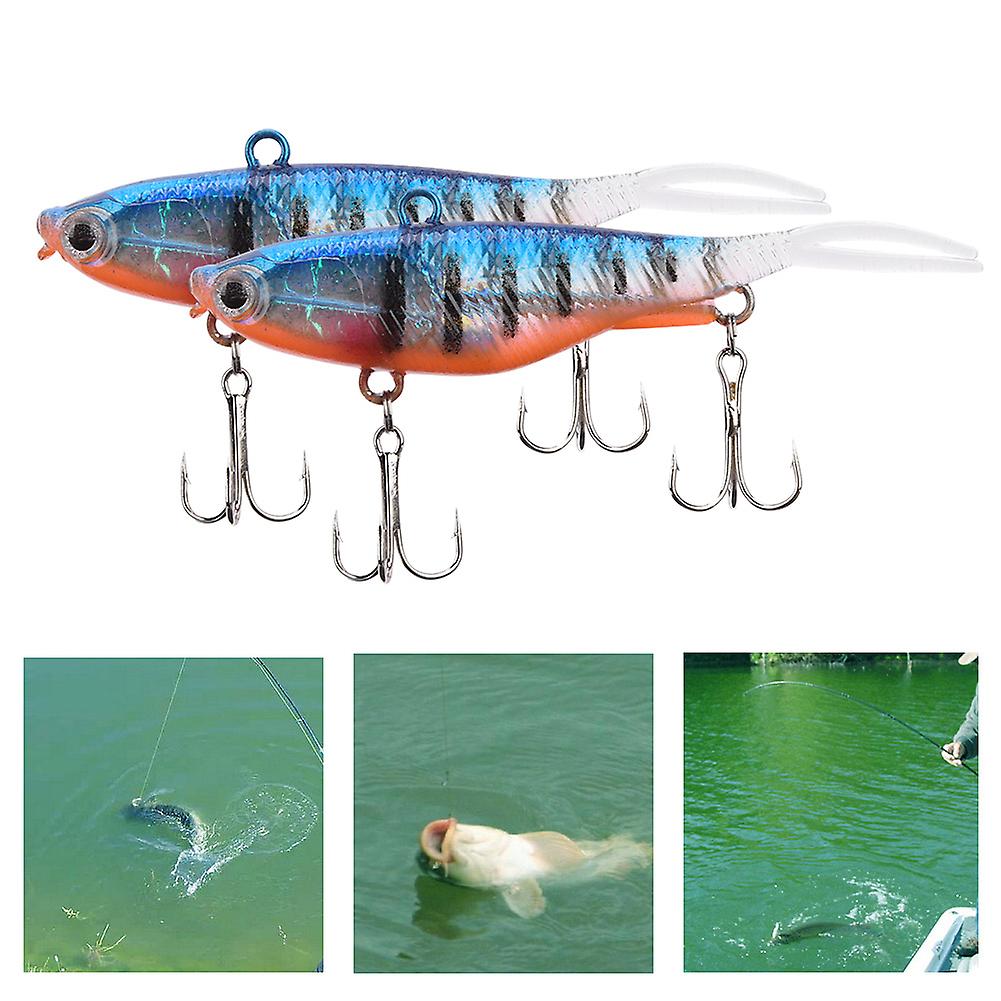 2 Pcs 9.5cm Wobbler Artificial Pvc Fish Lure Soft Baits Fishing Accessories Arancione E Blu