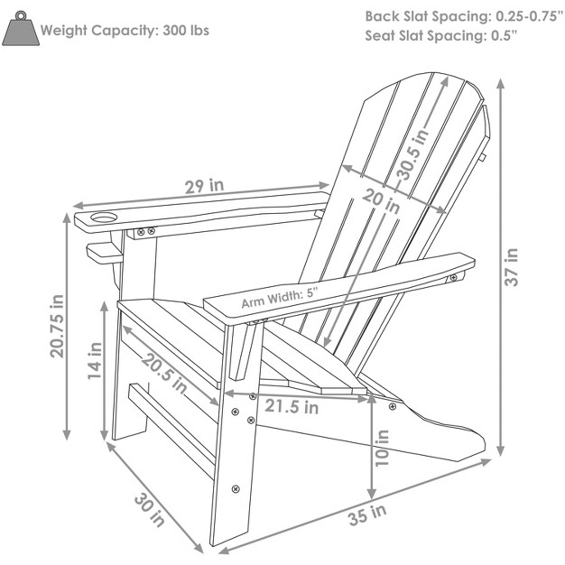 Sunnydaze Plastic All weather Heavy duty Outdoor Adirondack Chair With Drink Holder