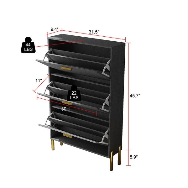 31.5W 48.2H Shoe Storage Cabinet Grey Metal Handles Legs Space Save - - 37028707