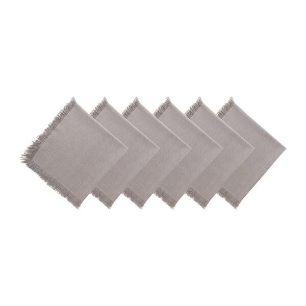 Briella Fringed Gray Napkin Set of 6