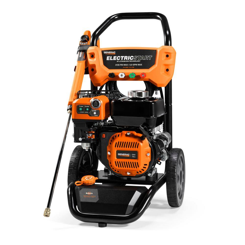 Generac 3100 PSI 2.5 GPM Electric-Start Gas Pressure Washer Kit with Attachments (49 StateCSA) 8895