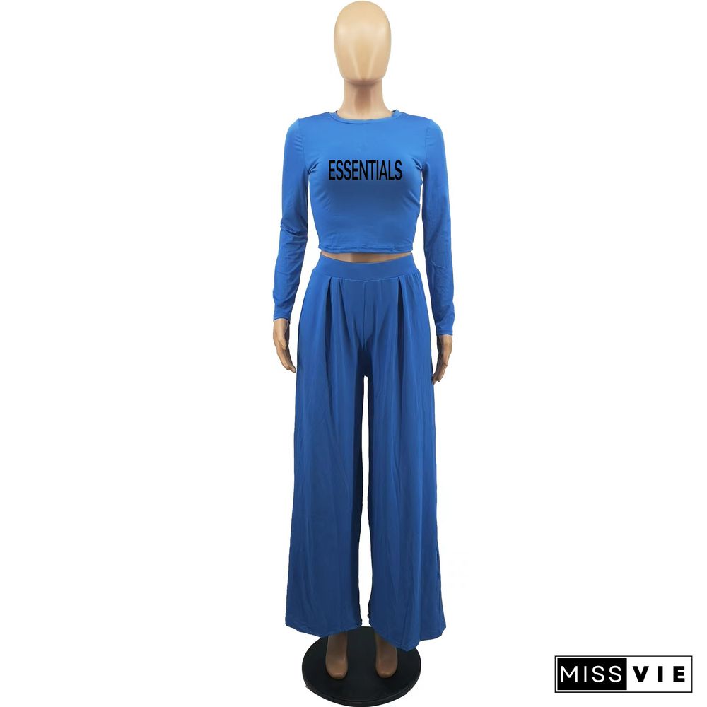 Long Sleeve Crop Tops Wide Leg Pants Outfits