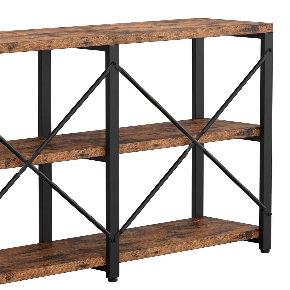 Rustic Entryway Console Table  Long Hallway Table 47in 3 Tier  TV Stand Entertainment Center Media Stand  Industrial Style