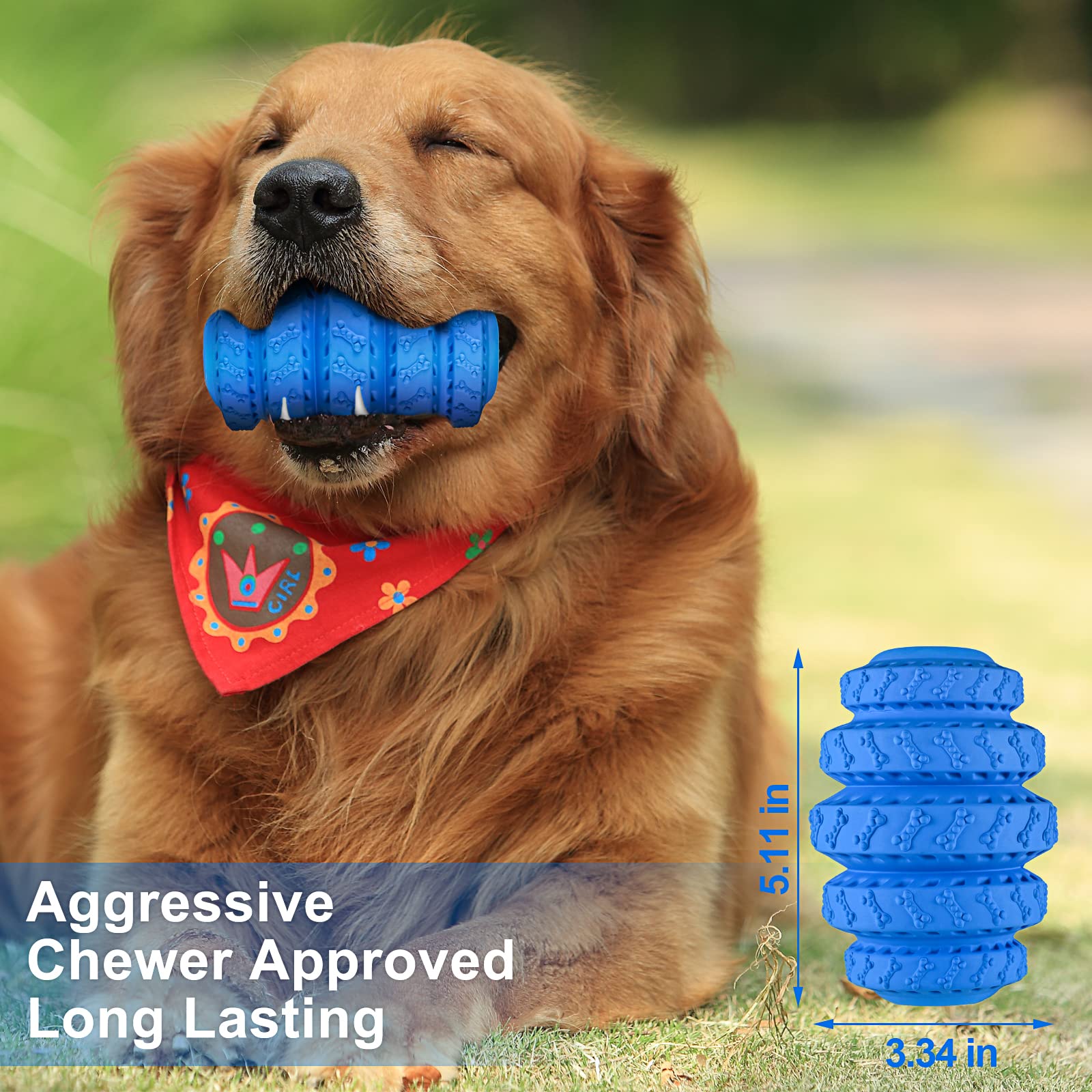 Durable Dog Chew Toys for Aggressive Chewers Large Medium Breed， Interactive Tough Dog Toys with Natural Rubber for Large and Medium Dog Teeth Cleaning