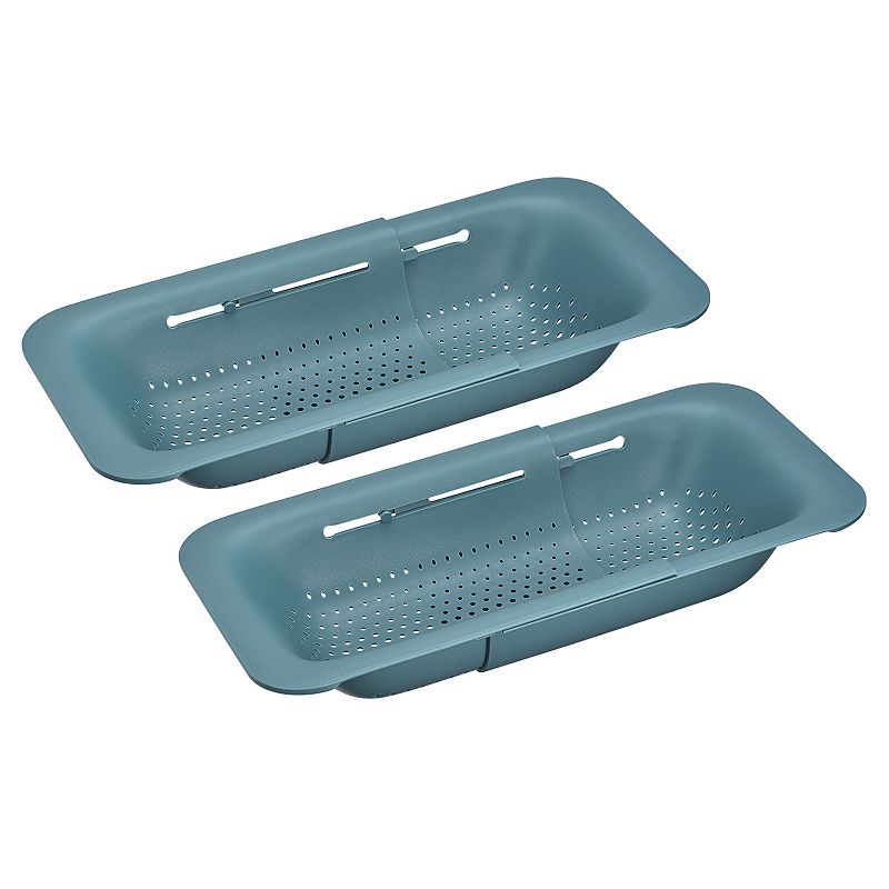 Collapsible Colander Over the Sink Strainer Extendable Basket Set 2 Pcs