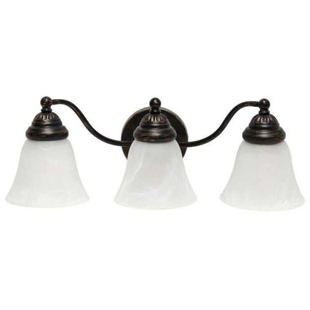 3 Light Curved Metal And Alabaster White Glass Shade Vanity Wall Light Fixture Lalia Home