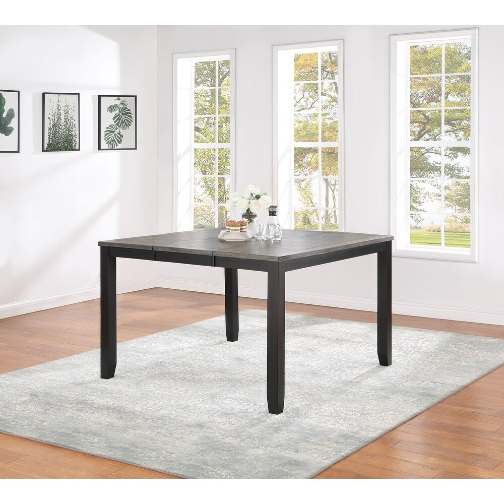 Coaster Furniture Elodie Counter Height Dining Table with Extension Leaf Grey and Black   36.25''   54.25'' x 54.25'' x 36.50''