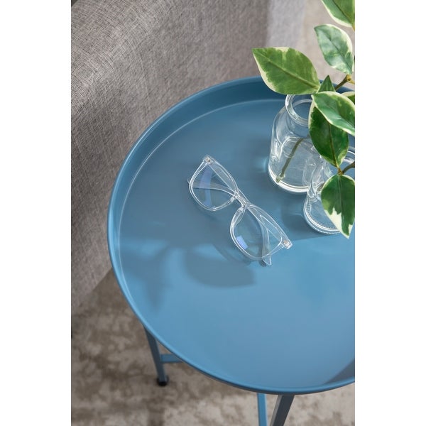 Kate and Laurel Celia Round Foldable Metal Accent Table - 14x14x26