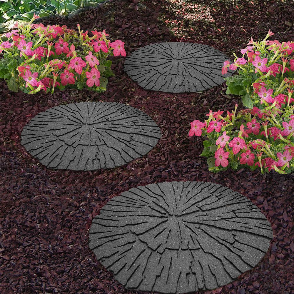 Envirotile 18 in. x 18 in. Earth Cracked Log Rubber Step Stone MT5001606CM