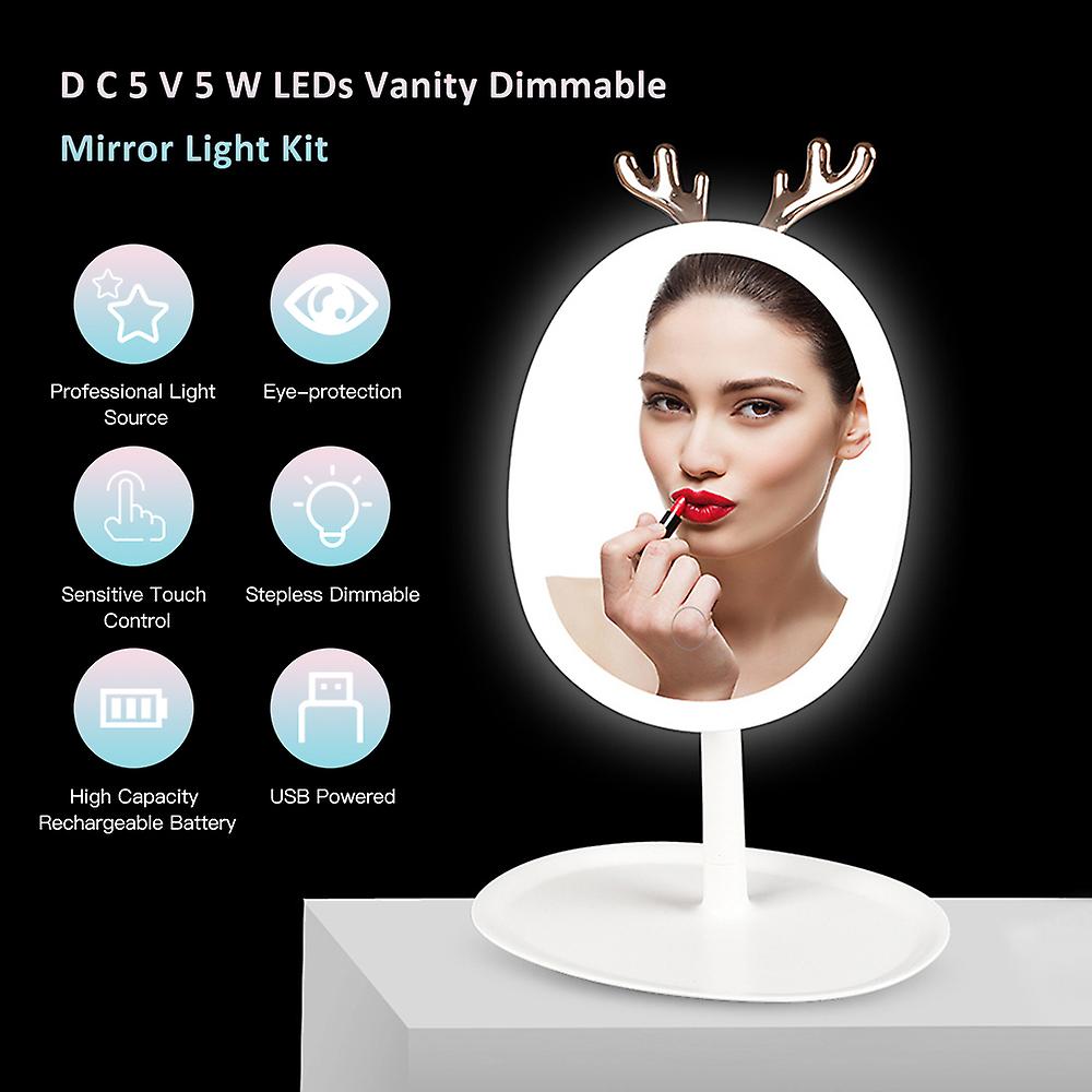 D C 5 V 5 W Leds Vanity Dimmable Mirror Light Kit Sensitive Control Usb Powered Operated Stepless Bightness Adjustable Dimmable Lamp Built-in 2000mah